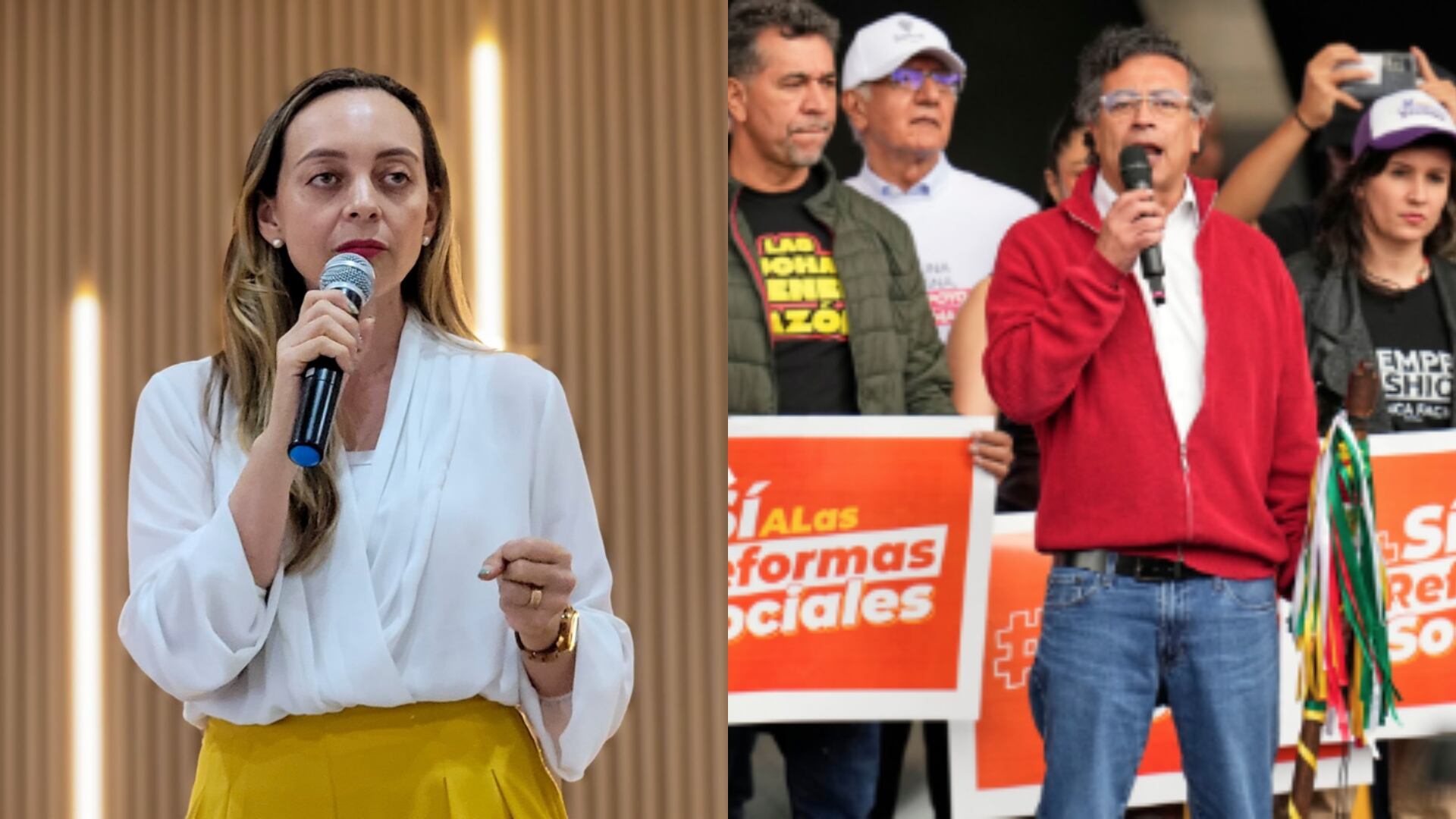 Senadora del partido MIRA, Ana Agudelo y el presidente Gustavo Petro.