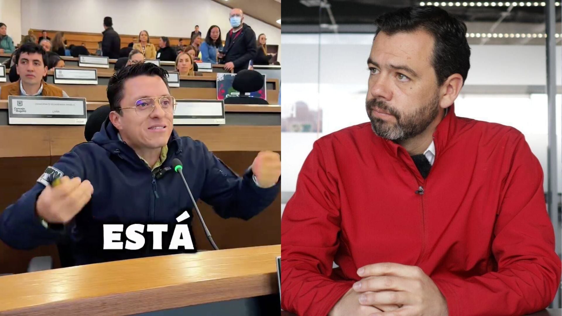 El concejal Julián Espinosa y el alcalde de Bogotá, Carlos Fernando Galán