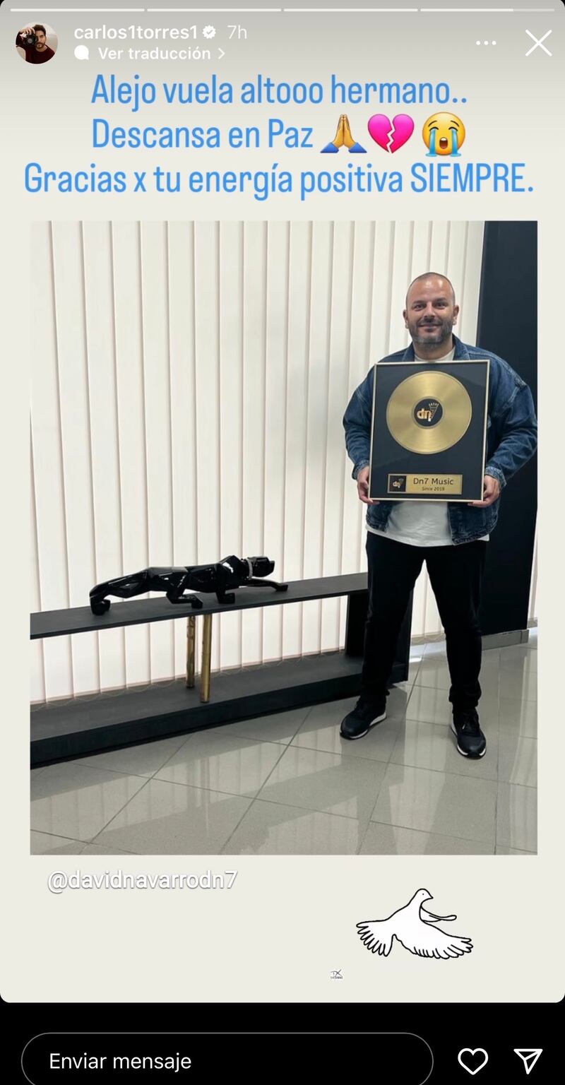 Carlos Torres dedicó sentido mensaje tras el fallecimiento de uno de sus grandes amigos