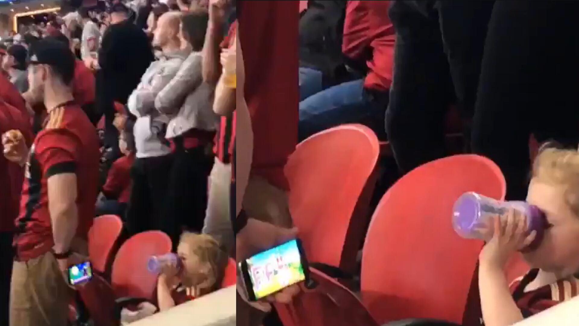 Padre e hija en el estadio