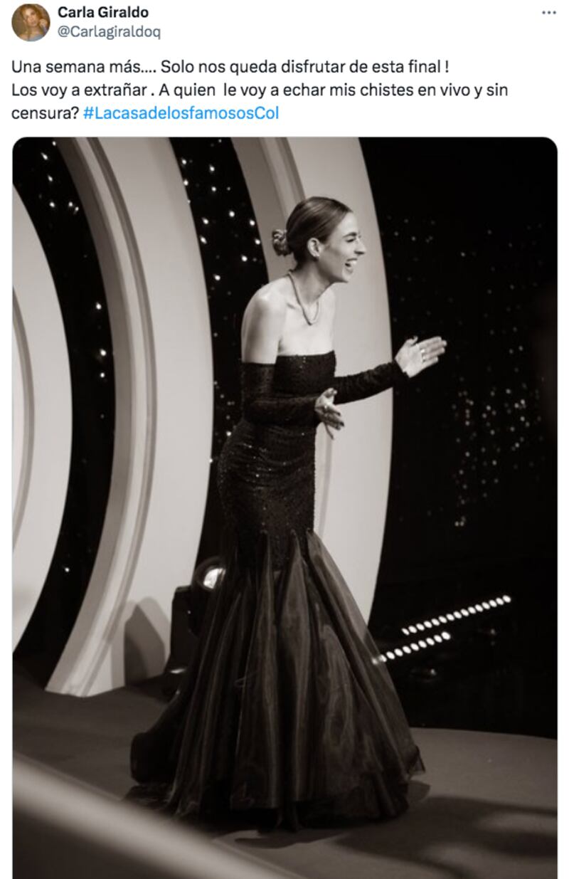 El conmovedor mensaje de despedida de Carla Giraldo a solo días de la final de ‘La Casa de los Famosos’
