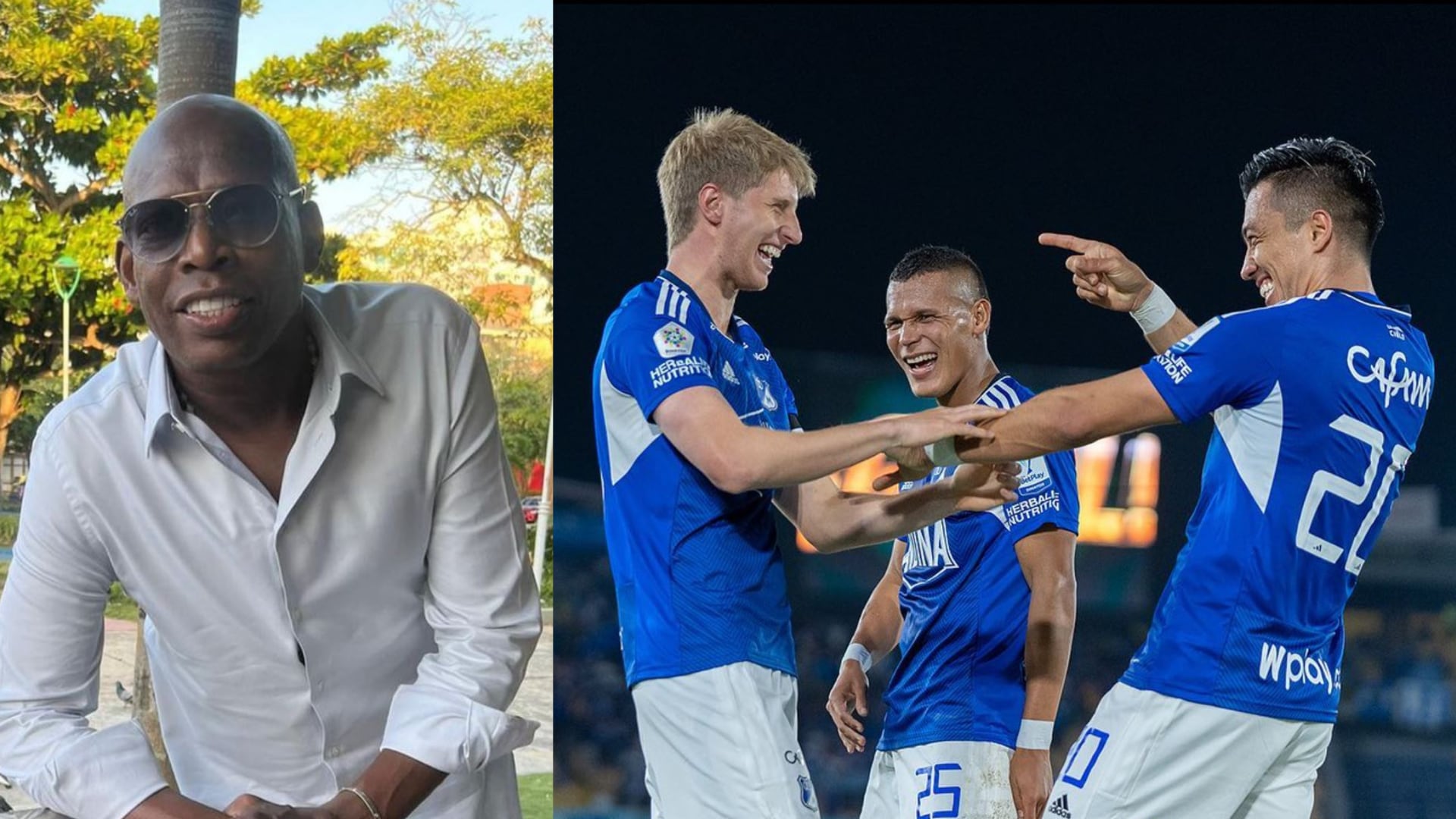 Faustino ‘El Tino’ Asprilla usó el trofeo de la Europa League para enviarle una ‘puya’ a los jugadores de Millonarios.