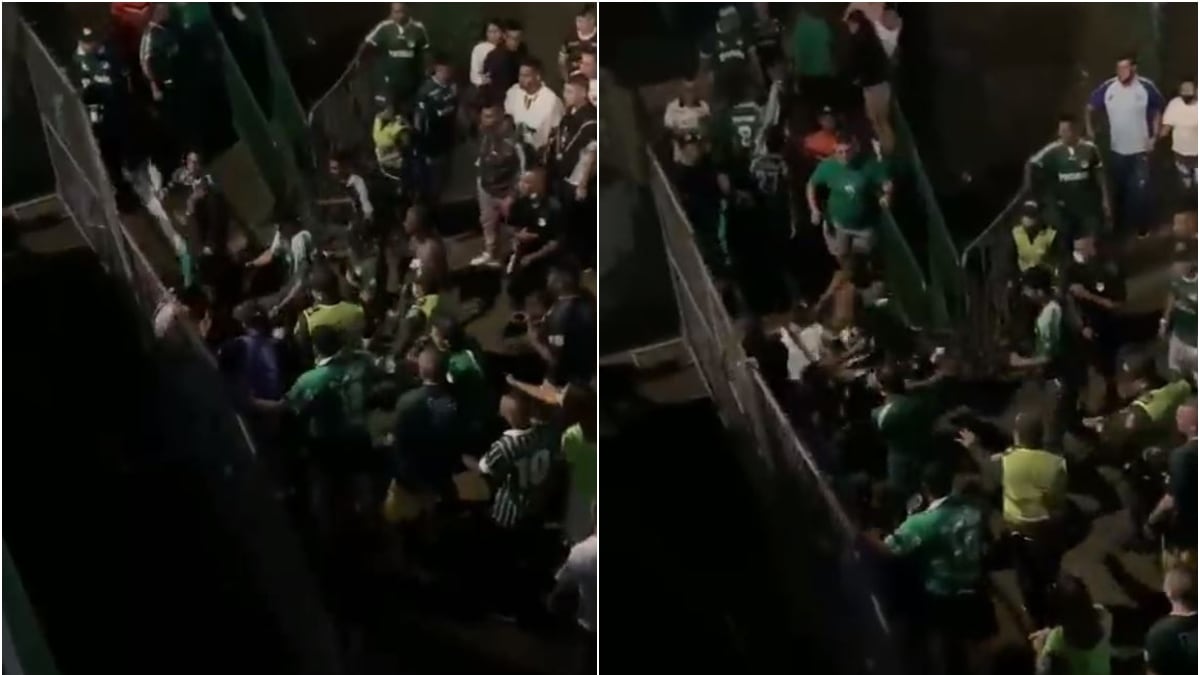 Impactante paloterapia de hinchas de Cali: casi lincha a un sujeto delante de la Policía