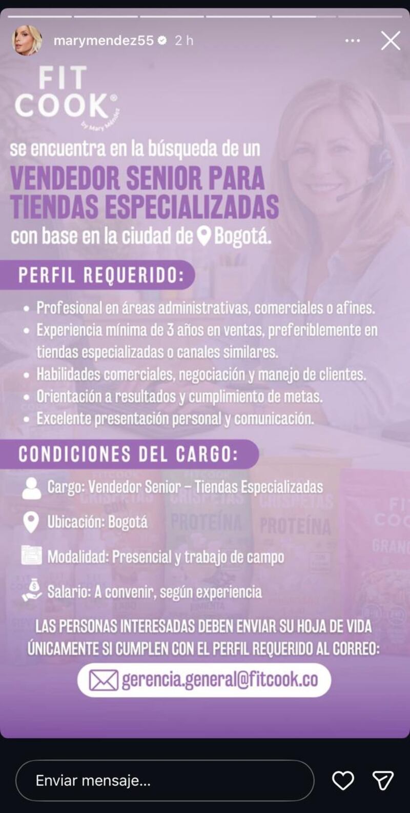 Mary Méndez oferta de empleo