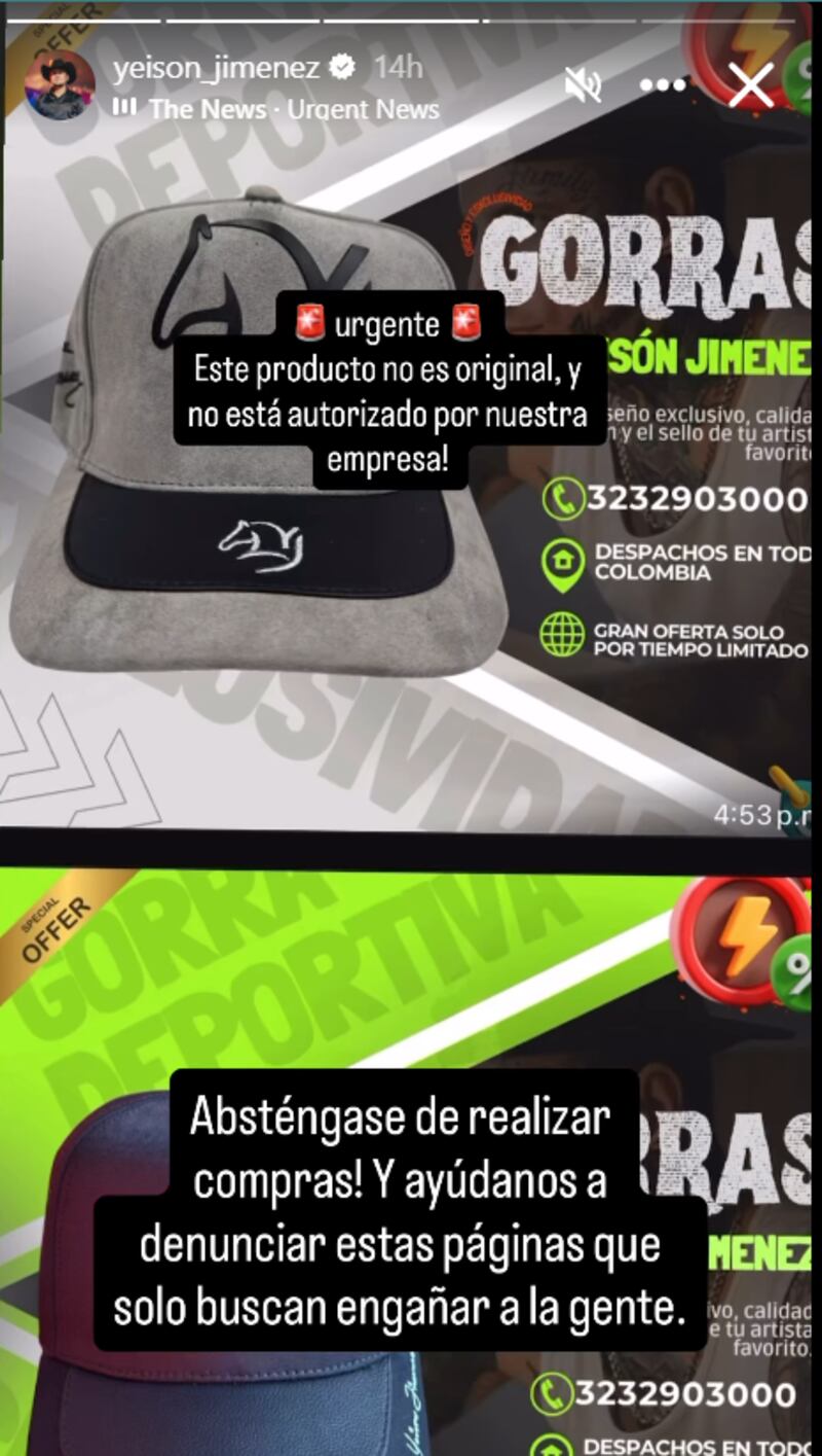 Yeison Jiménez alertó a sus seguidores por delincuentes que se están aprovechando de su imagen para estafar