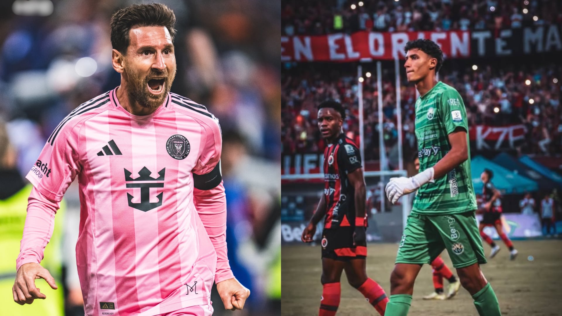 Kevin Cataño y Lionel Messi - Fotos: Redes sociales del Inter de Miami y del portero colombiano del Real Cundinamarca tomadas el 4 de diciembre del 2025