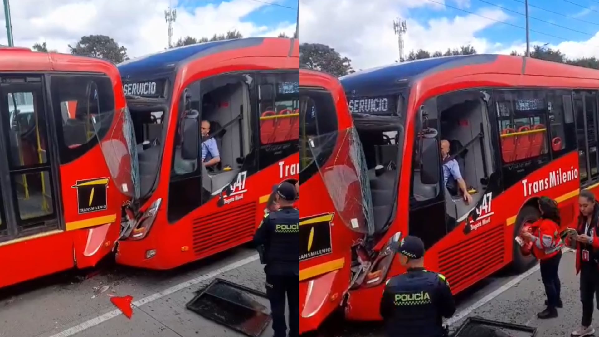 Atención | Dos biarticulados de TransMilenio se estrellaron en el norte de Bogotá
