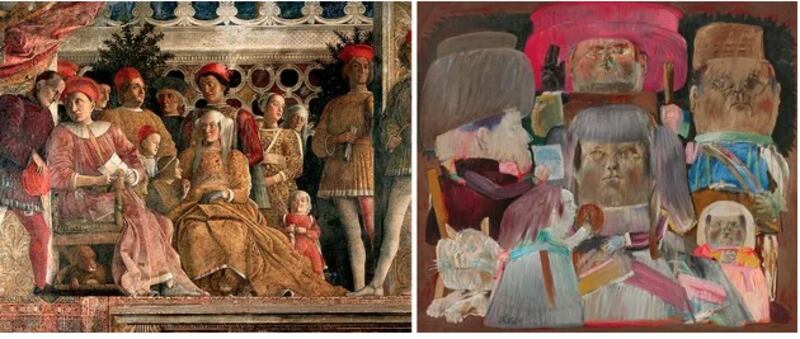 DER: Fernando Botero: La camera degli sposi (Homenaje a Andrea Mantegna II). // IZ: Andrea Mantegna: La camera degli sposi (cámara de los esposos).