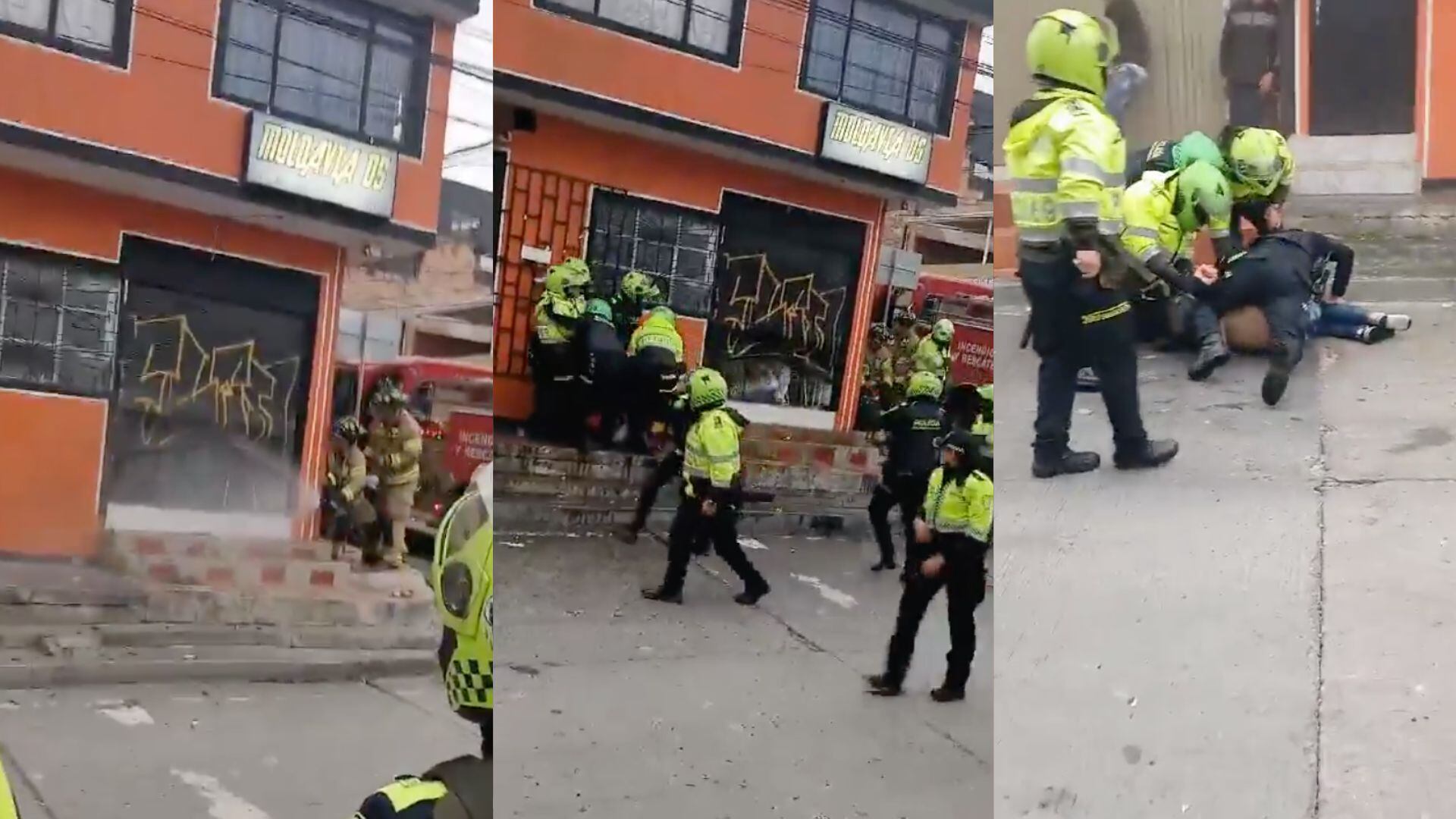 Ladrones fueron sacados con chorros de agua.