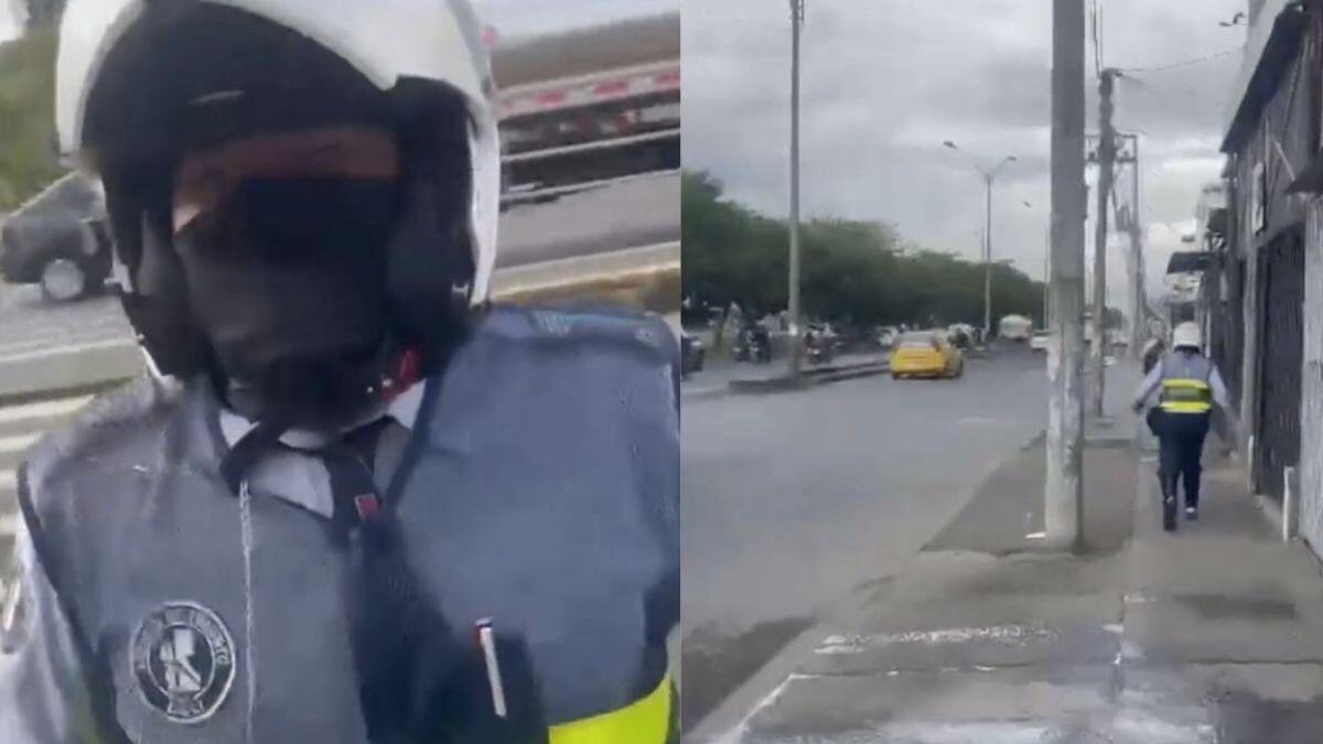 Un agente de tránsito verdadero descubrió a este civil que estaría con uniforme y motocicleta de la Alcaldía haciéndose pasar por un funcionario.
