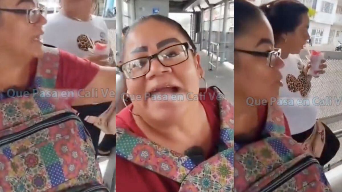 Una mujer comenzó a pelear con un señor porque ella no pagó el pasaje del MÍO y le estaban reclamando, amenazándolo hasta de muerte.