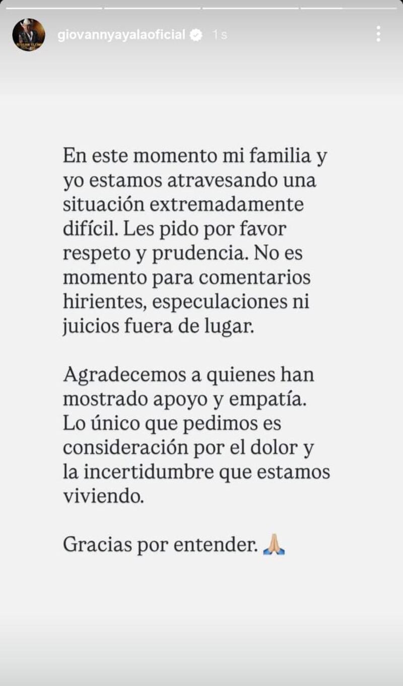 Giovanny Ayala rompió el silencio tras el secuestro de su hijo