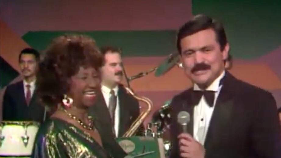 Jorge barón y Celia Cruz en su primer programa en televisión