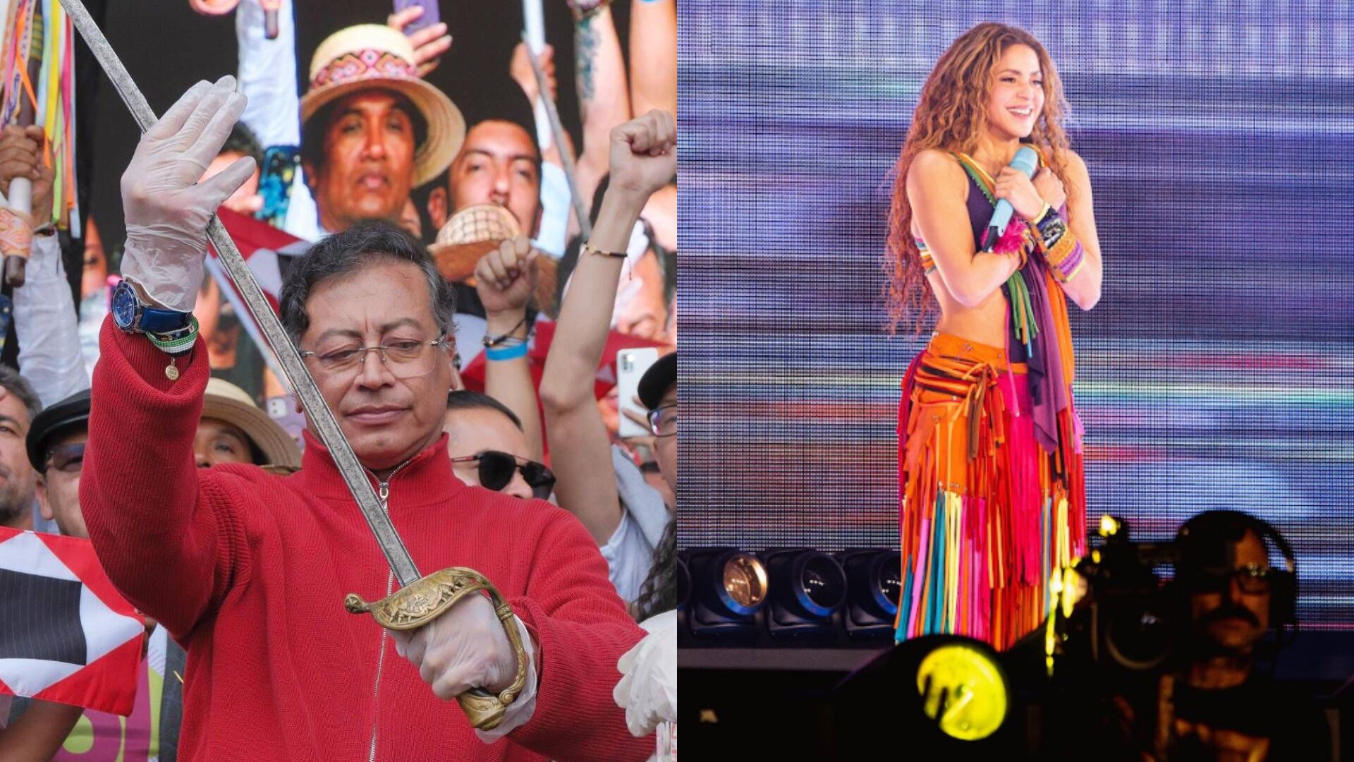 Gustavo Petro y Shakira - Fotos: 1 de mayo de presidencia y redes Getty