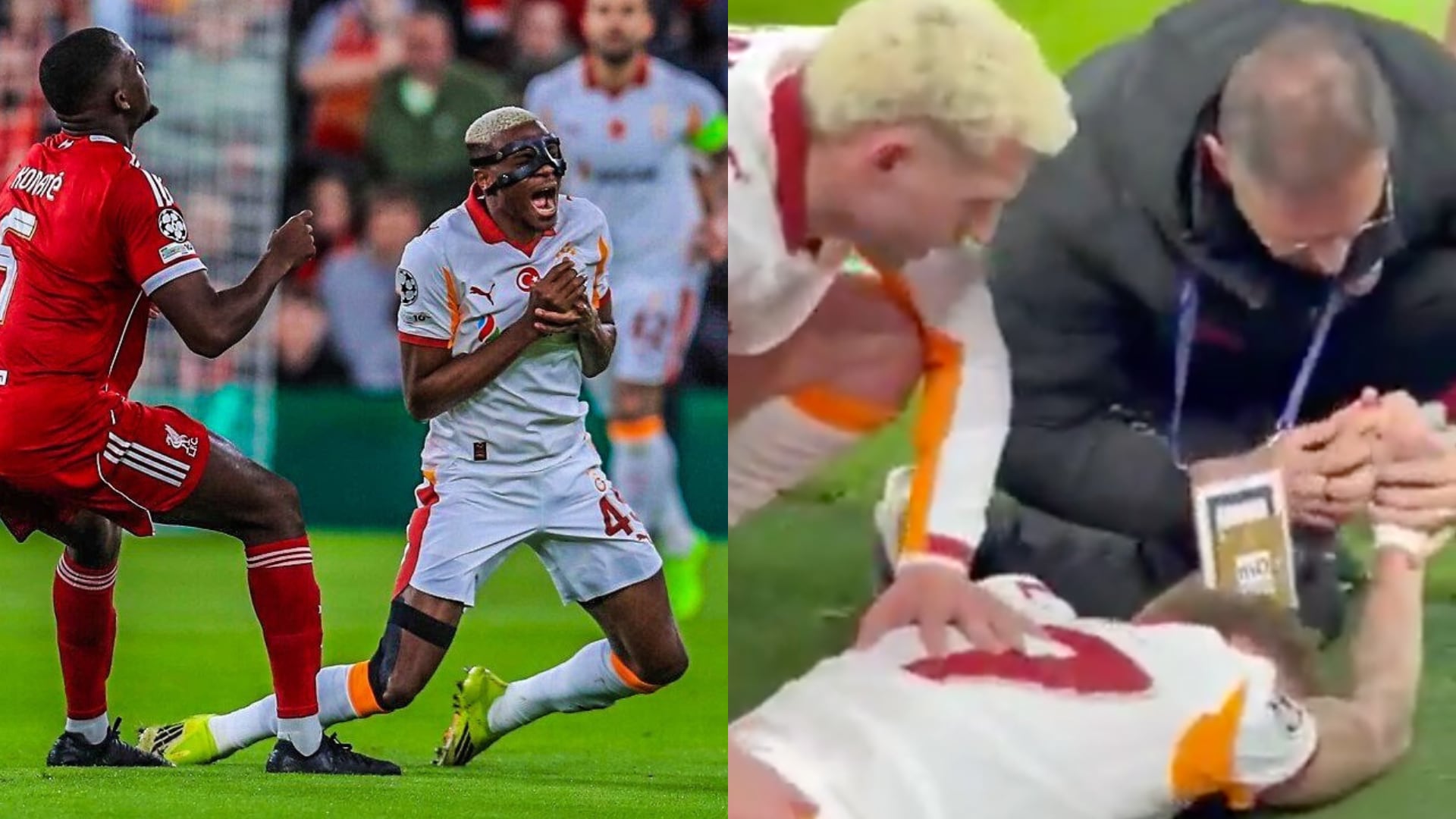 Lesión Victor Osimhen y Noa Lang - Fotos: Capturas de redes sociales tomadas el 19 de marzo del 2026