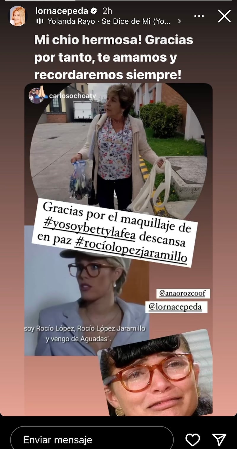 Lorna Cepeda de Betty la fea lamentó la muerte de su maquilladora