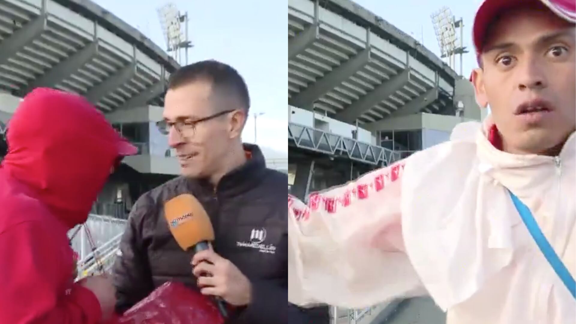 Hinchas de Santa Fe agreden periodistas - Fotos: Capturas de pantalla de Telemedellín