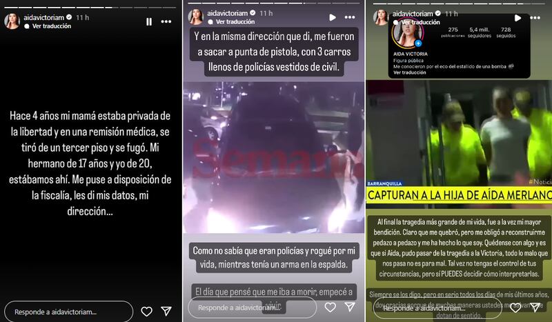 Mensajes de Aida Victoria Merlano en Instagram