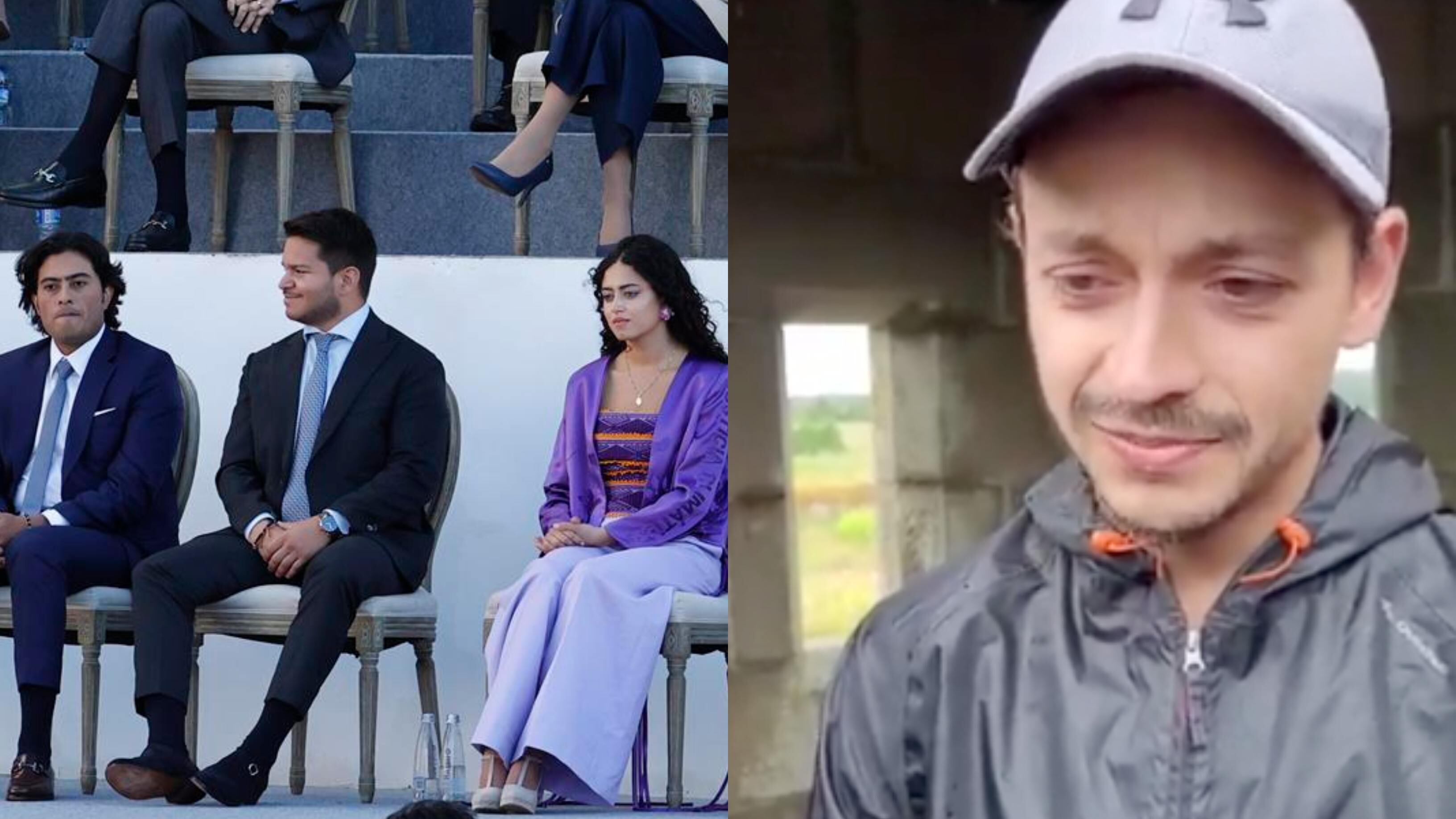 A la izquierda, Andrés Petro, el hijo de Gustavo Petro que no asistió a la posesión.