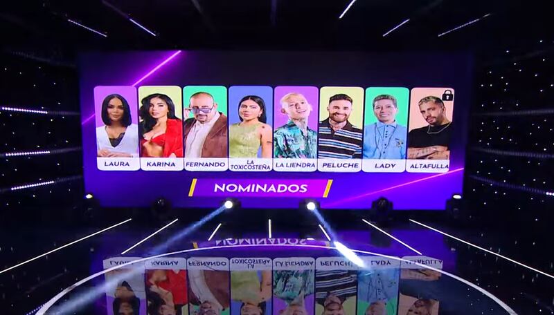Placa de nominados de 'La casa de los famosos Colombia'