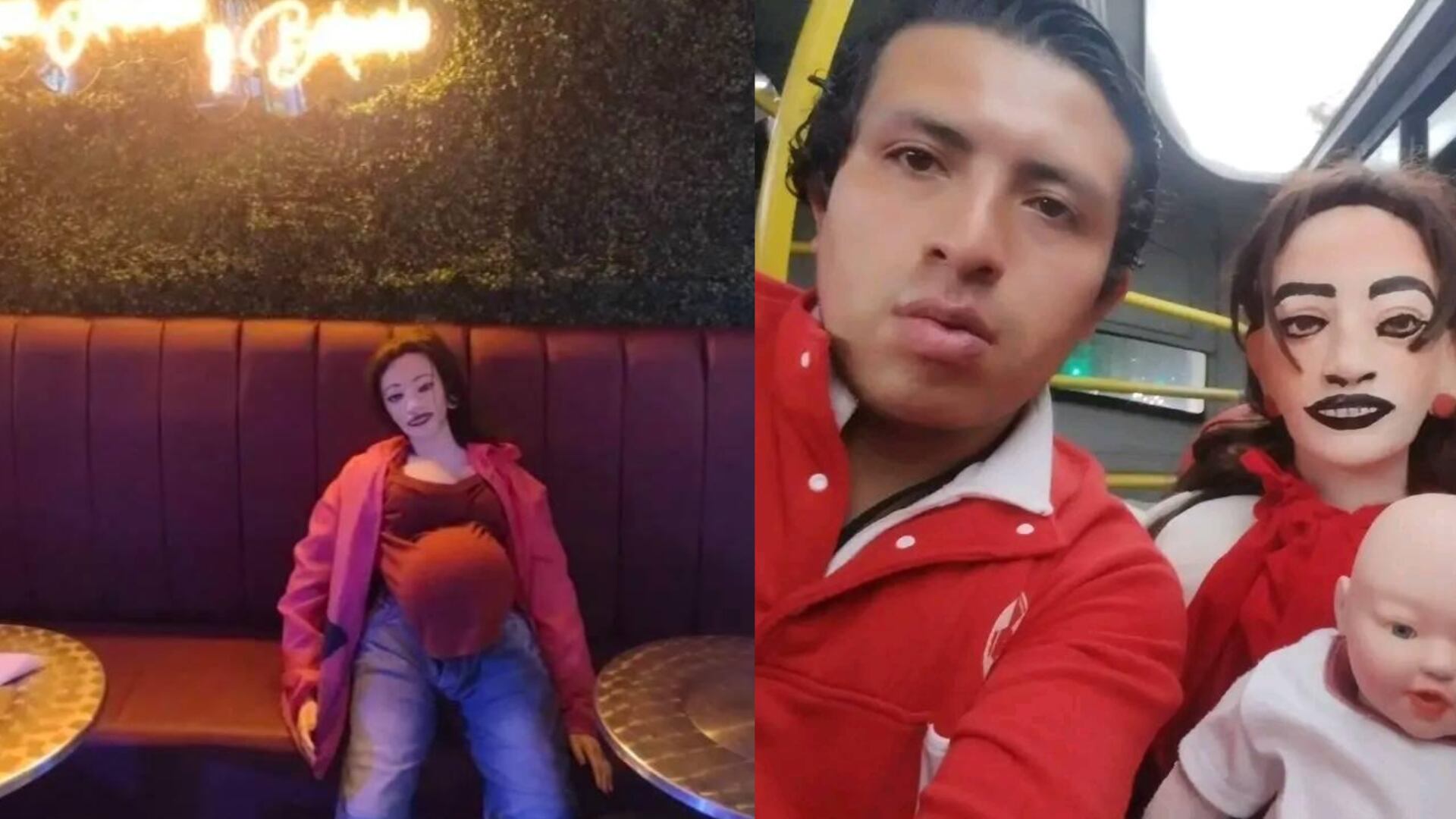 Bogotano con novia de trapo tuvo “hijos” con ella y compartió fotos del parto. Facebook: Natalia Ortiz.