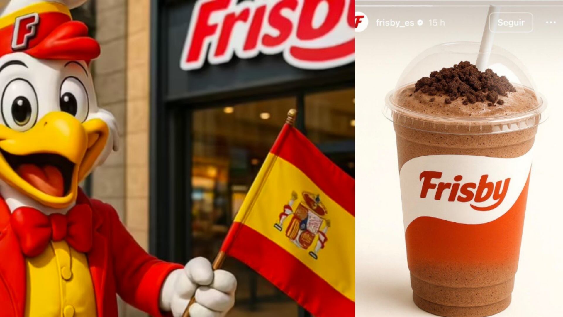 Frisby España lanza malteada de Chocoramo y desata polémica por uso de marca Ramo (Redes sociales de Frisby Colombia y Frisby España)
