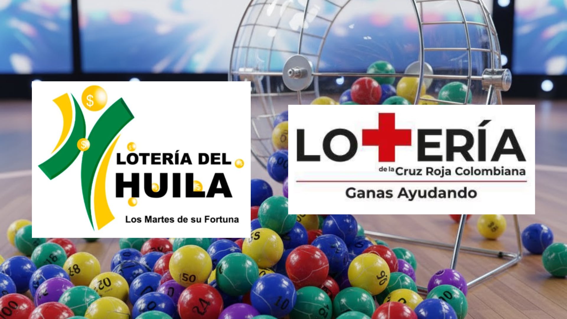 Lotería del Huila y Cruz Roja - Fotos: Balotas creadas con IA y logos de las redes sociales de las loterías tomadas el 11 de noviembre del 2025