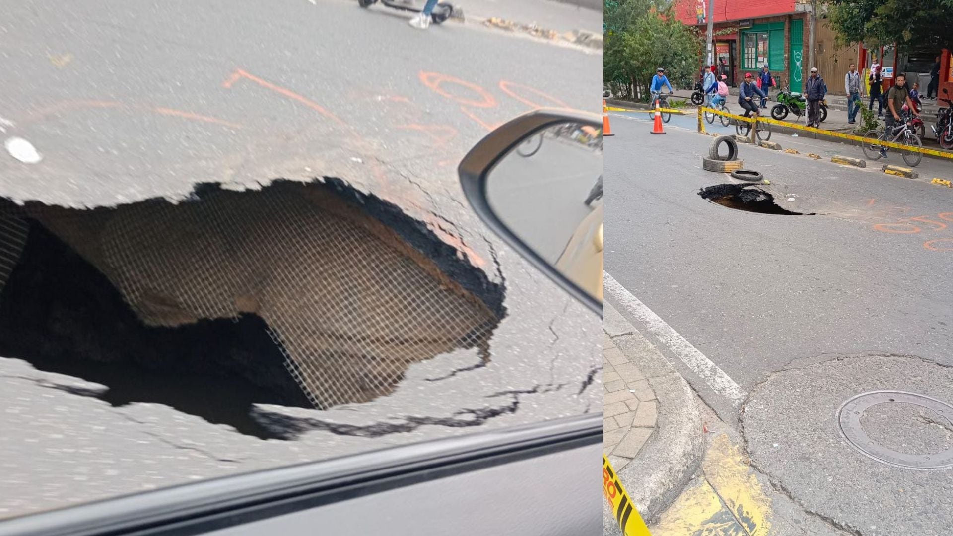 El hueco podría poner en riesgo la vida de los transeúntes.