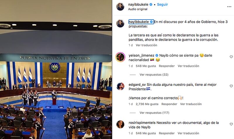 Yeison Jiménez expresó su apoyo a Bukele ( ig: Nayib Bukele)