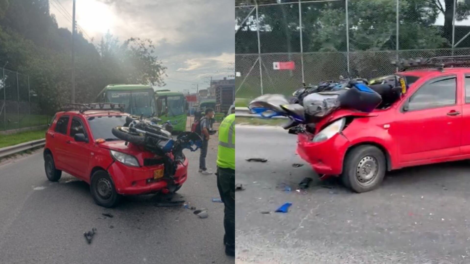 Motociclista y carro particular protagonizan aparatoso accidente.