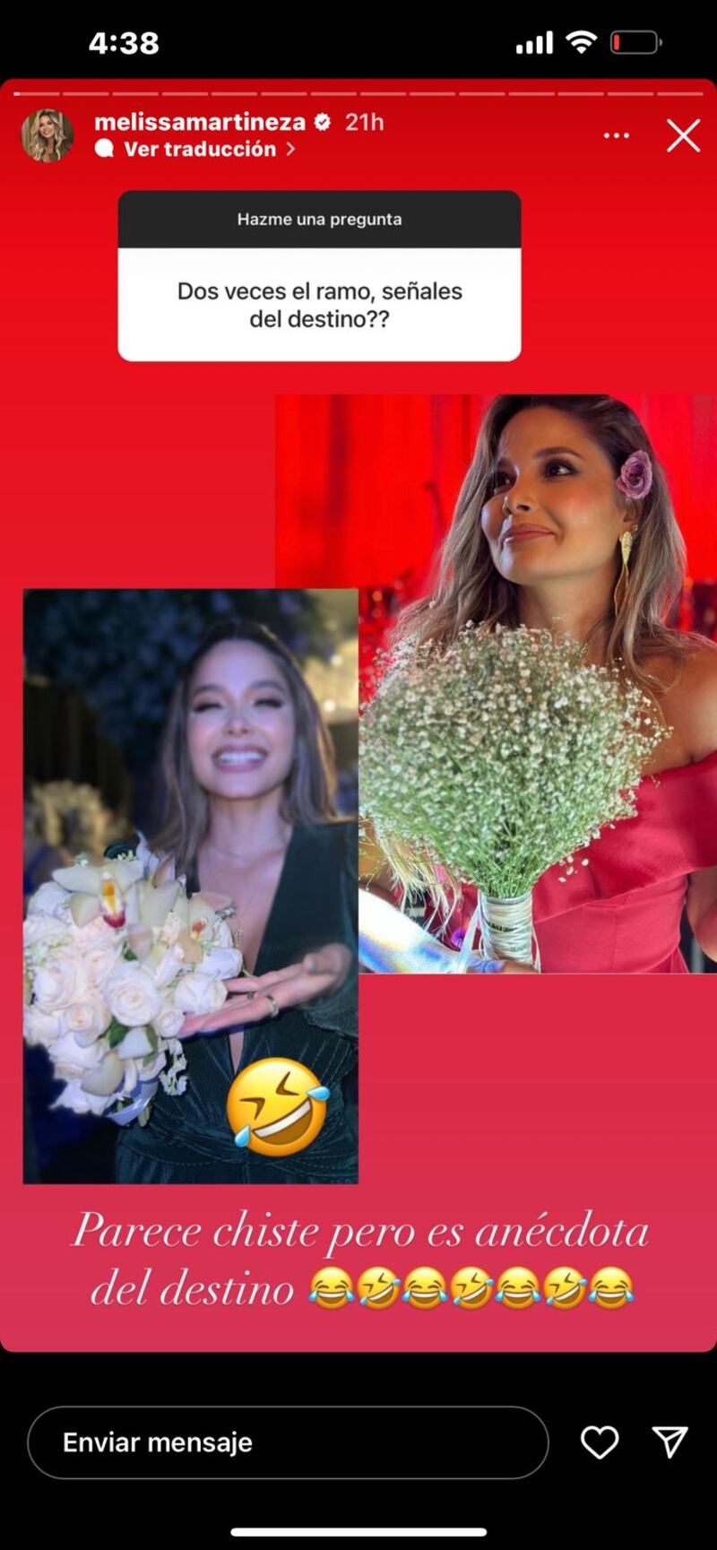 Melissa Martínez recibió un indicio de lo que podría ser su nuevo matriminio