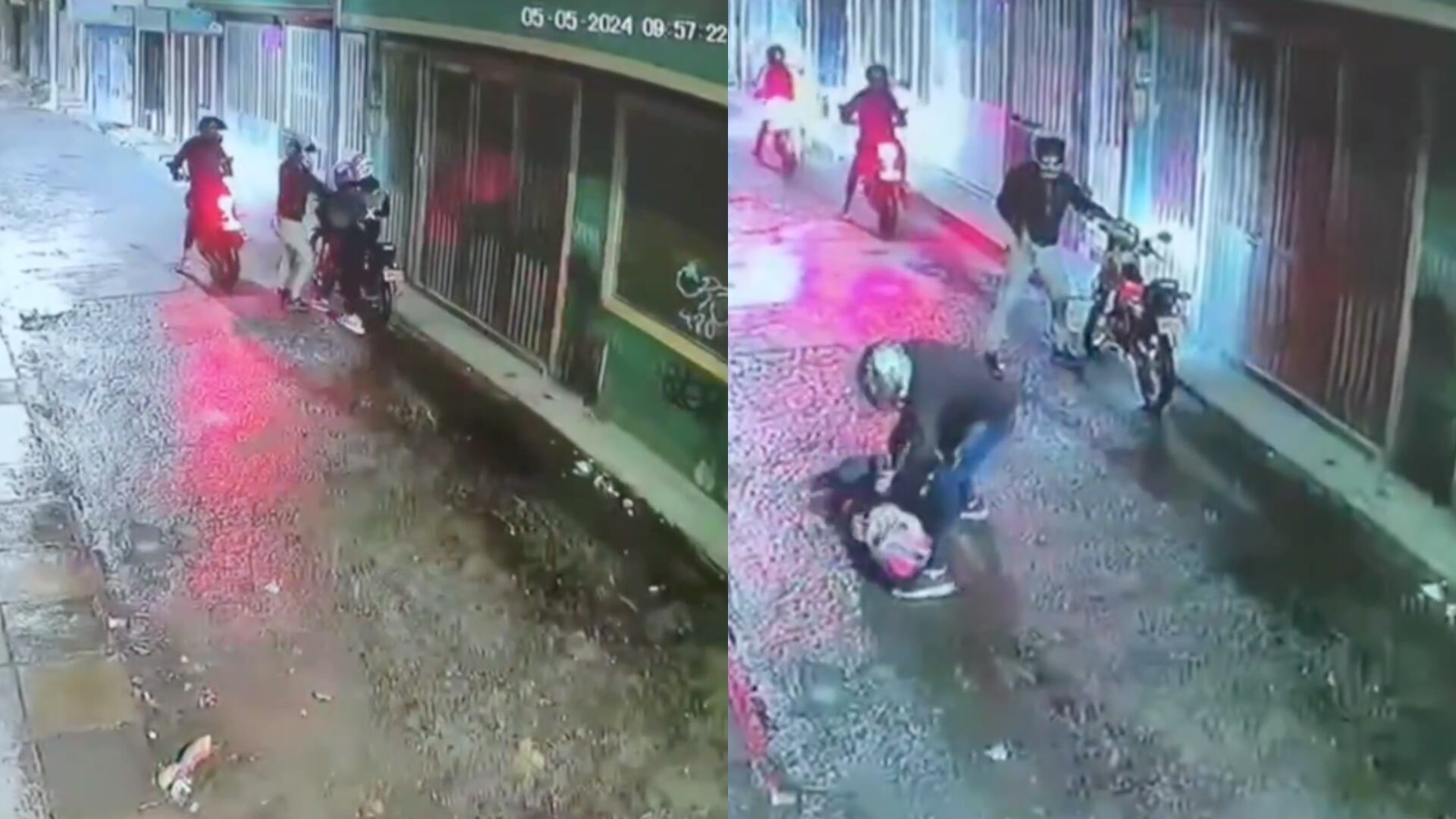 Cámaras de seguridad lograron grabar el momento en el que delincuentes roban la moto de un motociclista a mano armada en la localidad de Kennedy.