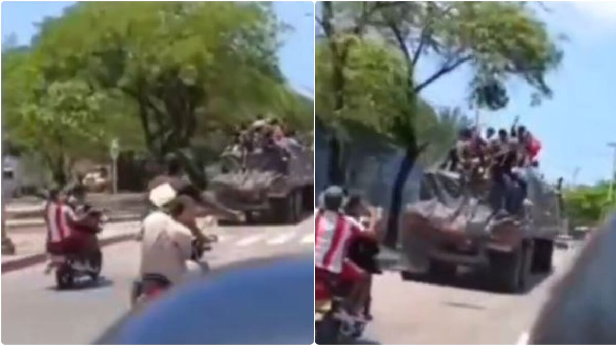 Hinchas de Junior salieron a cazar a los de Millonarios que iban de polizones en una tractomula