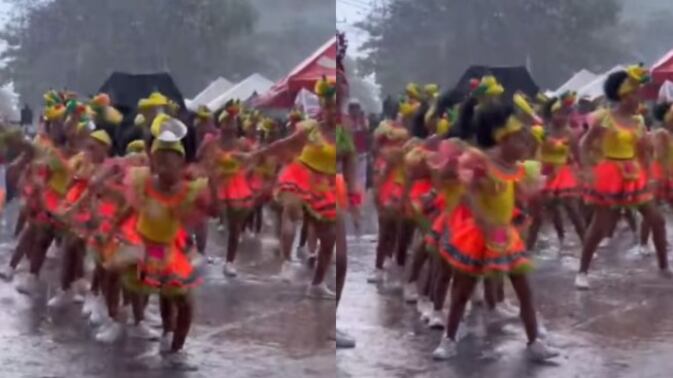 Llovió en el desfile de los niños en el Carnaval de Barranquilla.