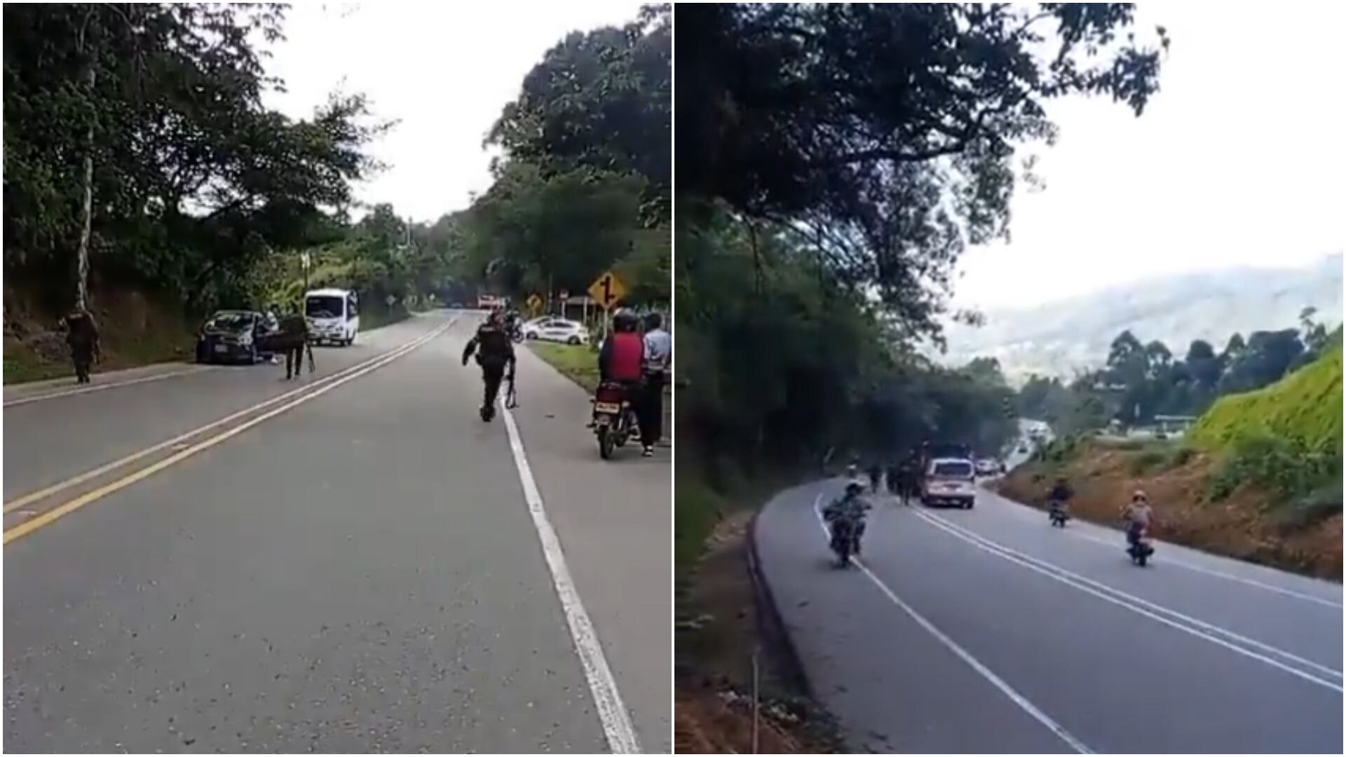 En la vía Panamericana que conduce de Cali a Popayán, la Policía Nacional se enfrentó a las disidencias de las Farc.
