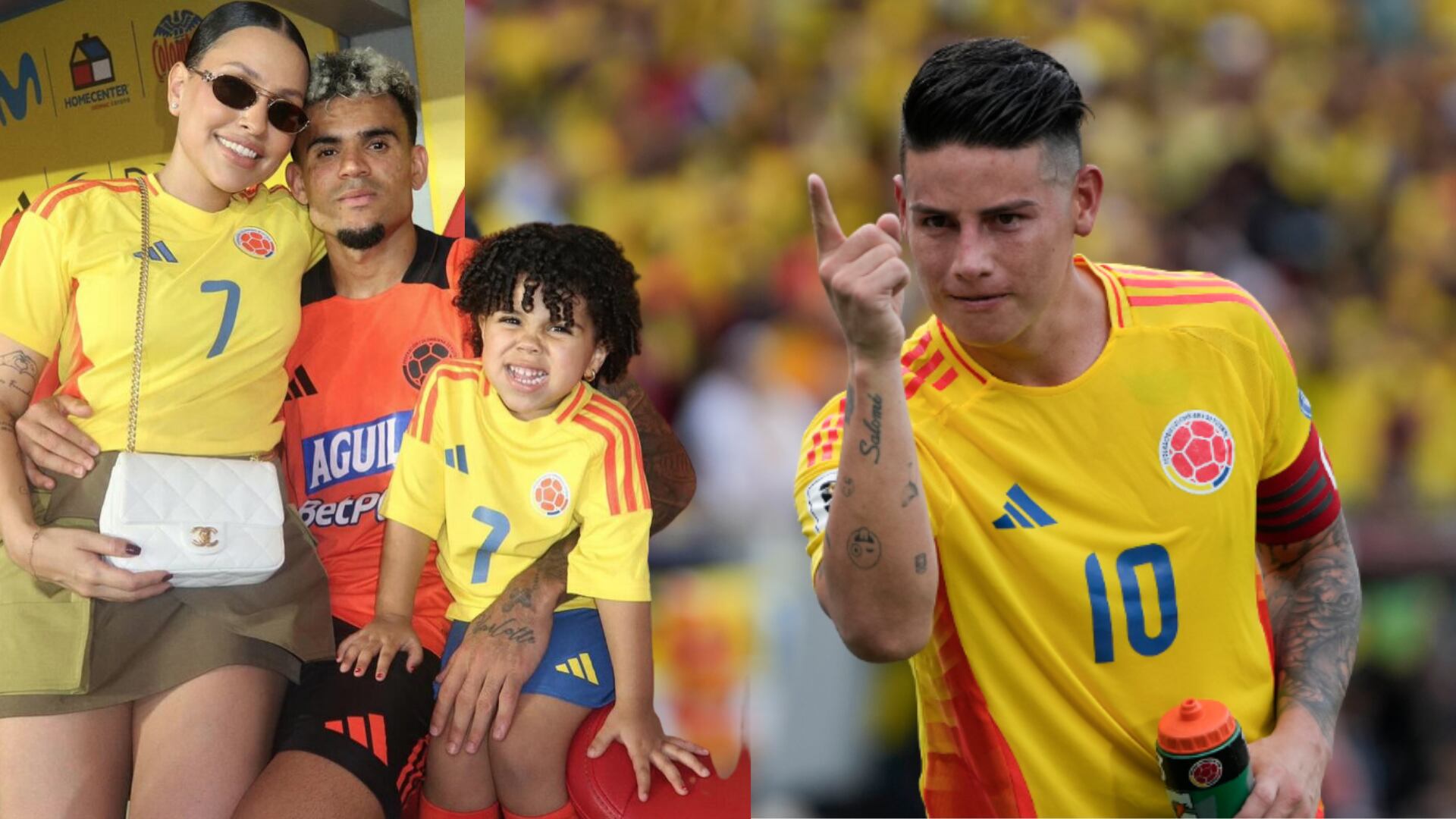 James recibió un besito de la suerte antes de salir a jugar contra Argentina