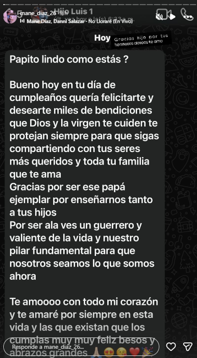 Mane Díaz, papá de Luis Díaz, mostró el chat privado de su hijo