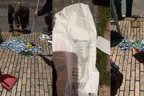 Alarma e indignación en Bogotá por tubos con sangre y jeringas abandonados en la calle