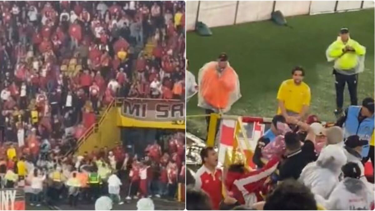 A los hinchas de Santa Fe no les gustó ver la presencia de varios seguidores de Nacional entre ellos en El Campín.