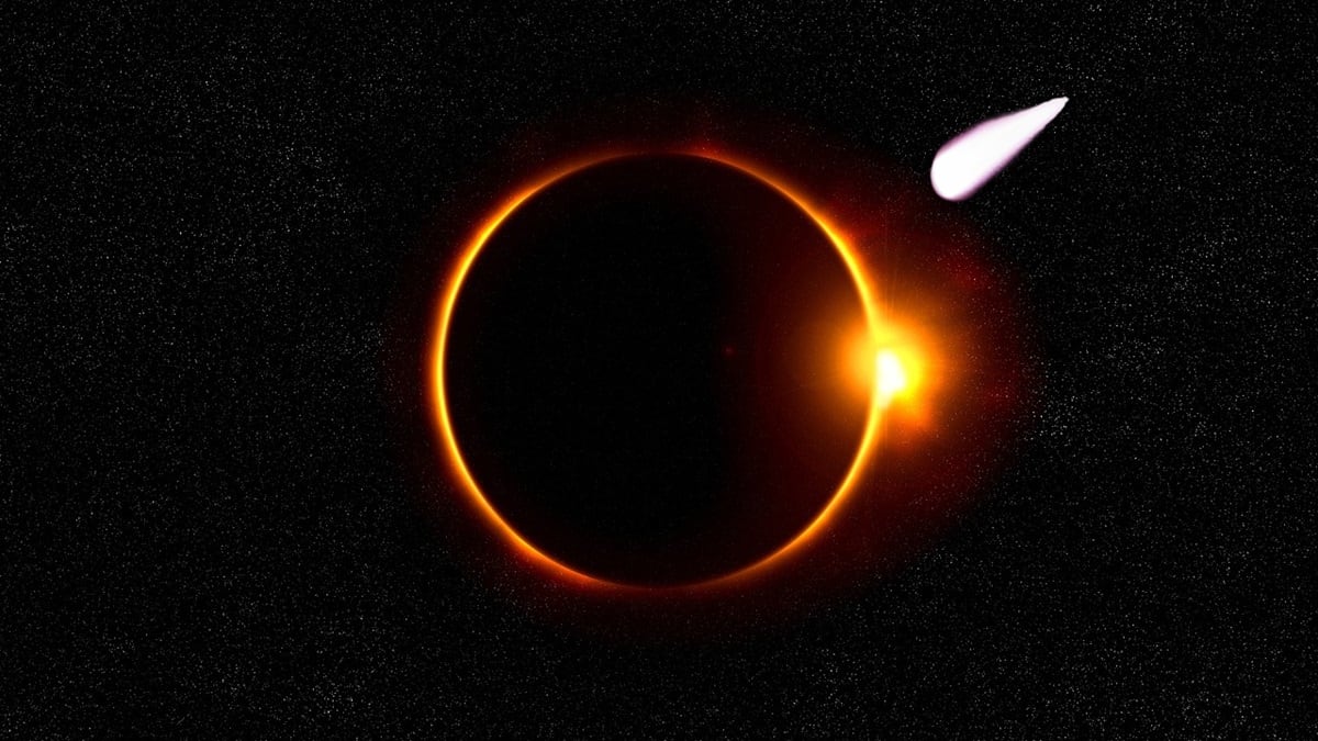 Eclipse total de Sol y cometa