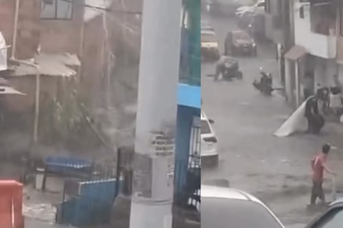 Impresionante: Fuertes lluvias convirtieron vías en ríos violentos de agua en Bello y Medellín