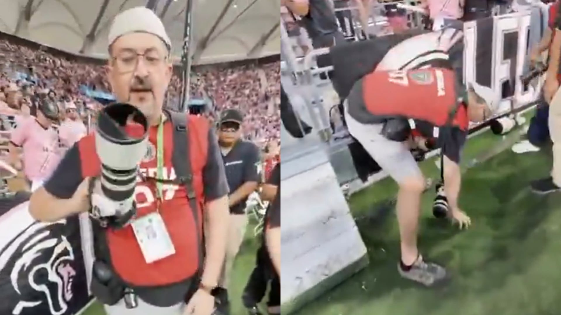 Camarógrafo recibió balonazo de Messi - Fotos: Video viral de redes sociales el 9 de abril del 2026