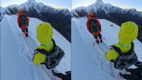 Alpinista muere tras soltarse de una cuerda para tomarse una foto