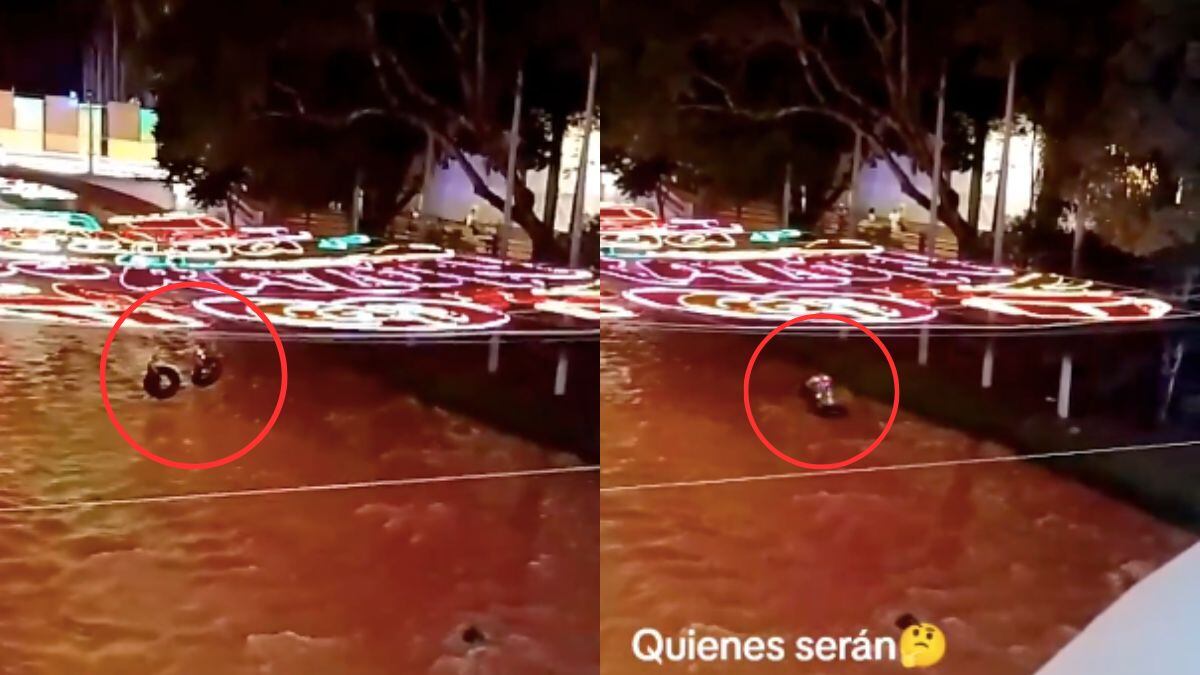 Dos personas se lanzaron al río Cali en neumáticos a ver al alumbrado navideño