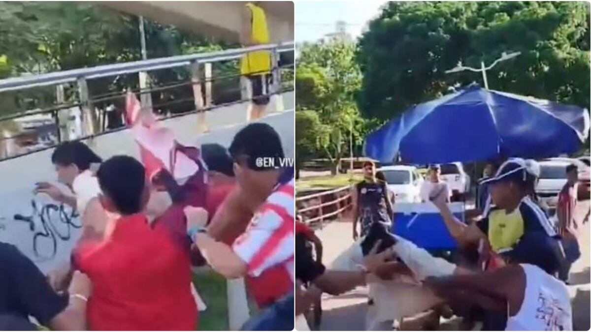 Barristas de Junior molieron a golpes y puñal a hincha del América delante de la policía