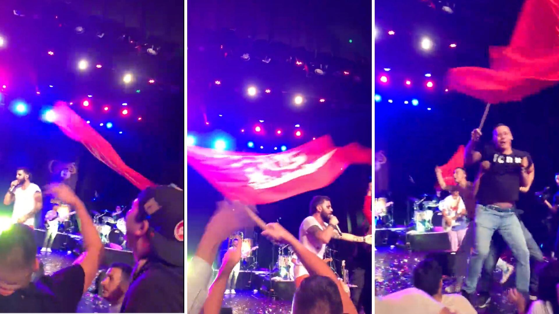 Hinchas de América interrumpieron concierto de la banda Los Caligaris.