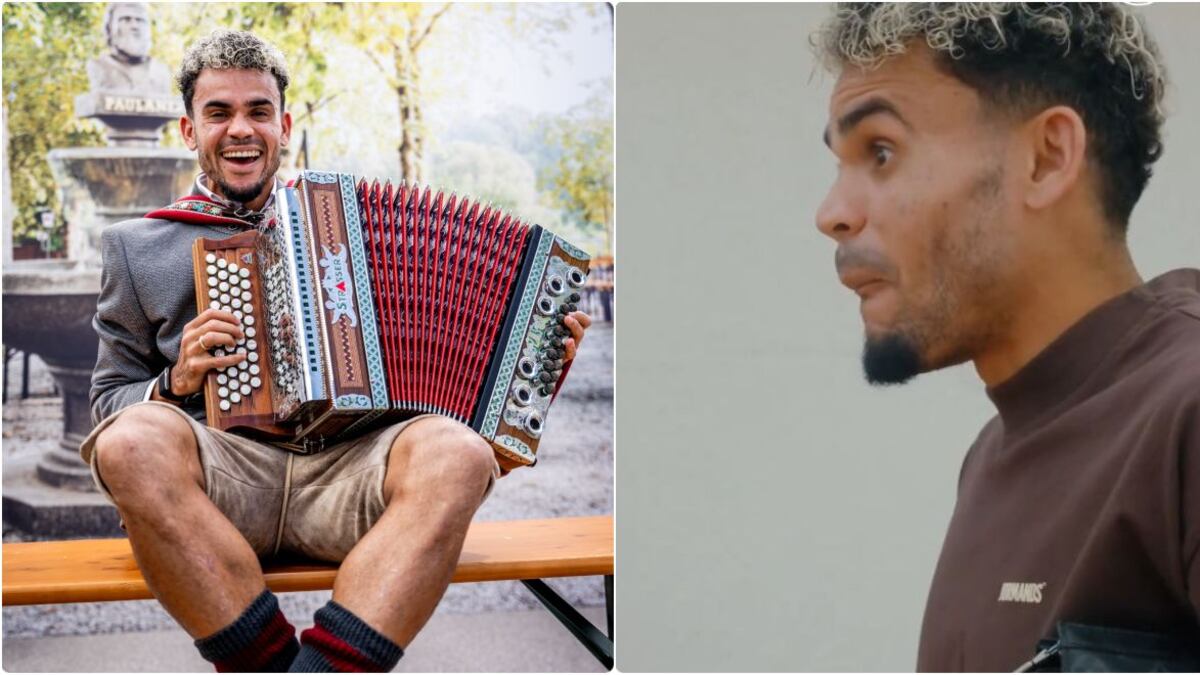 A Luis Díaz le pusieron Lederhosen y acordeón en mano para quedar como un bávaro para el Oktoberfest
