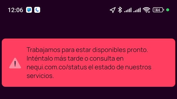 Nequi otra vez caído