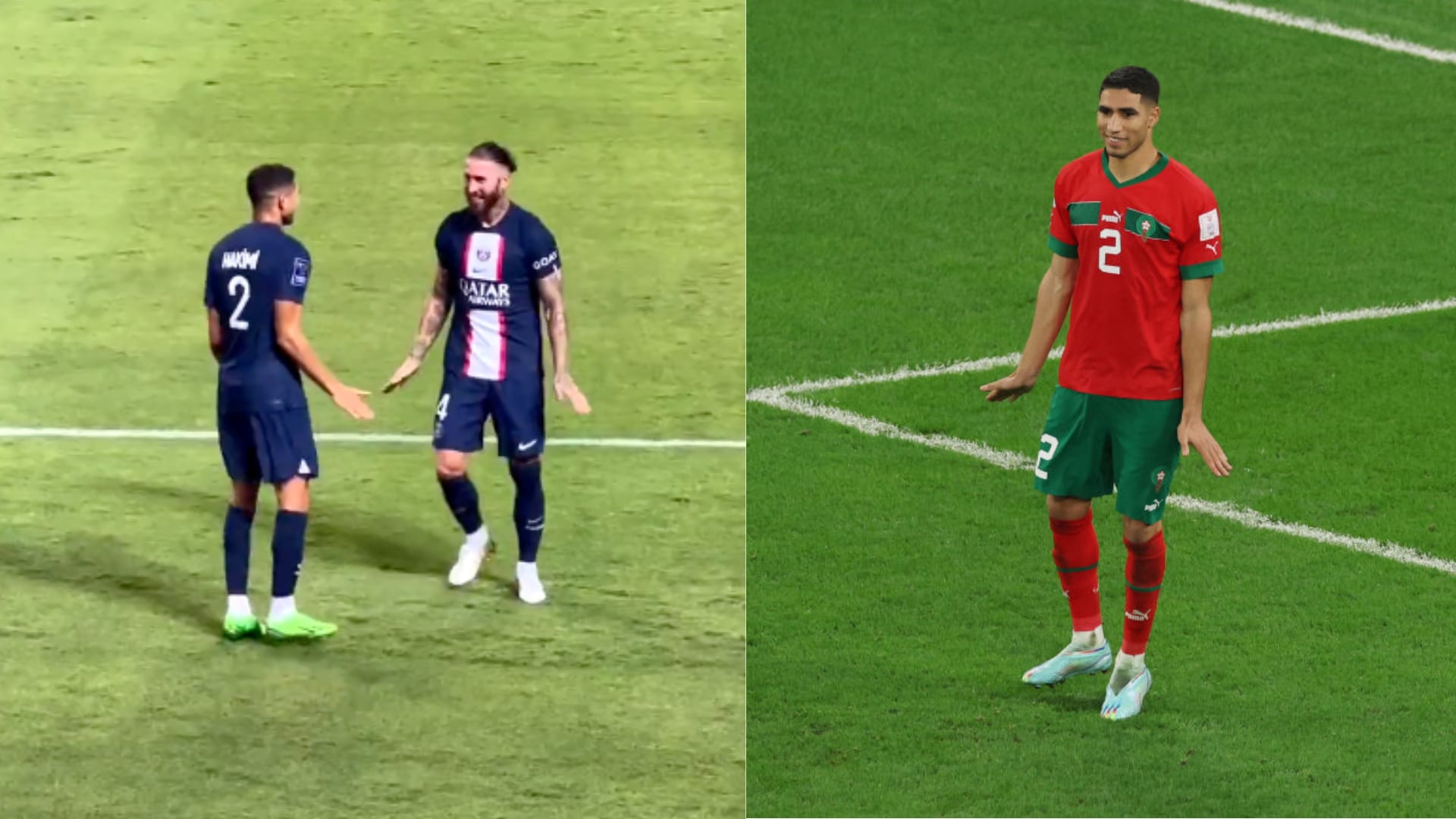 La celebración de Achraf Hakimi luego de sellar la clasificación de Marruecos ante España.