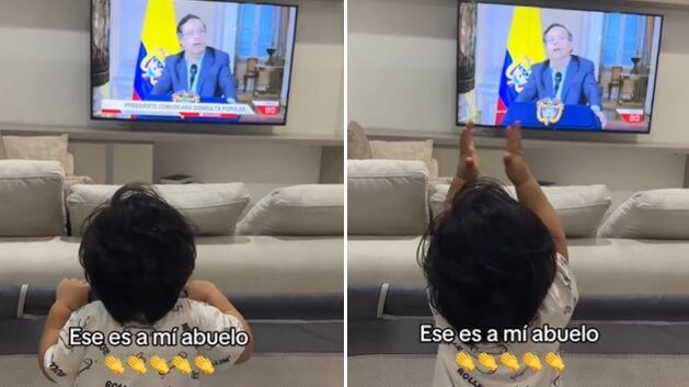 Laura Ojeda muestra a su hijo con Nicolás Petro viendo la alocución presidencial